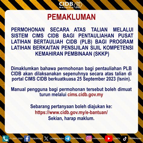 cims.cidb.gov.ny|CIDB Malaysia on LinkedIn: PENUTUPAN .
